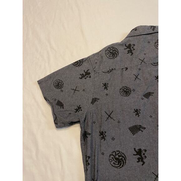 Game of Thrones Button Up Gray House of the Dragon Stark Targaryen Mens Large - Picture 11 of 14